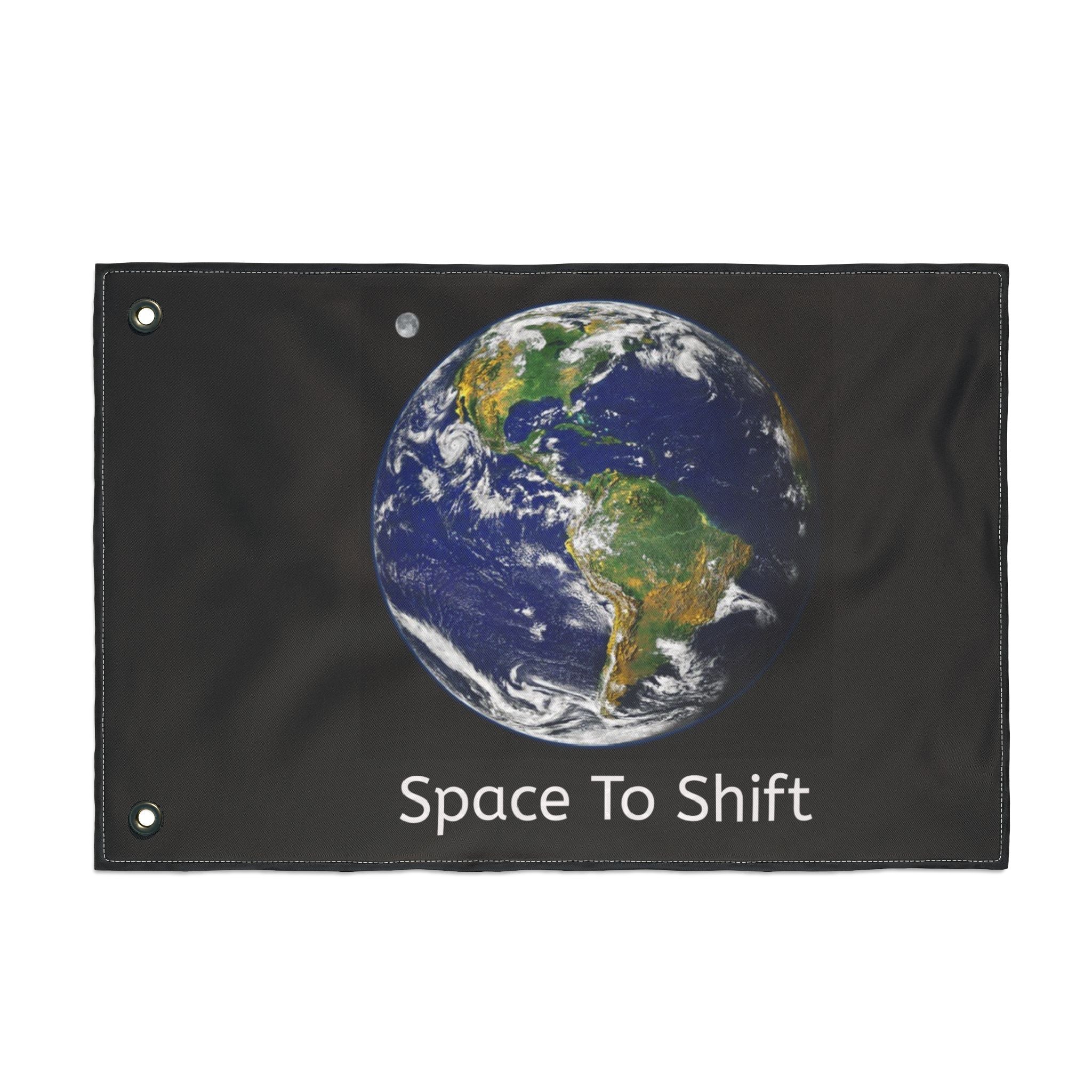 Earth Globe Flag — "Space To Shift" Double-Sided Outdoor Banner