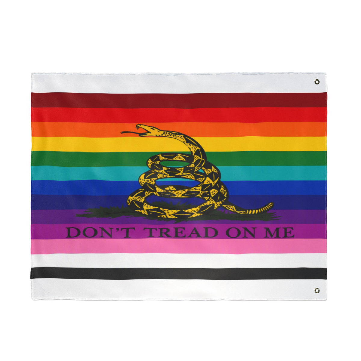 Pride Gadsden Flag — Double-Sided "Don't Tread On Me" Rainbow Flag