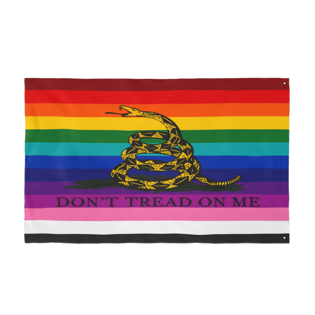 Pride Gadsden Flag — Double-Sided "Don't Tread On Me" Rainbow Flag