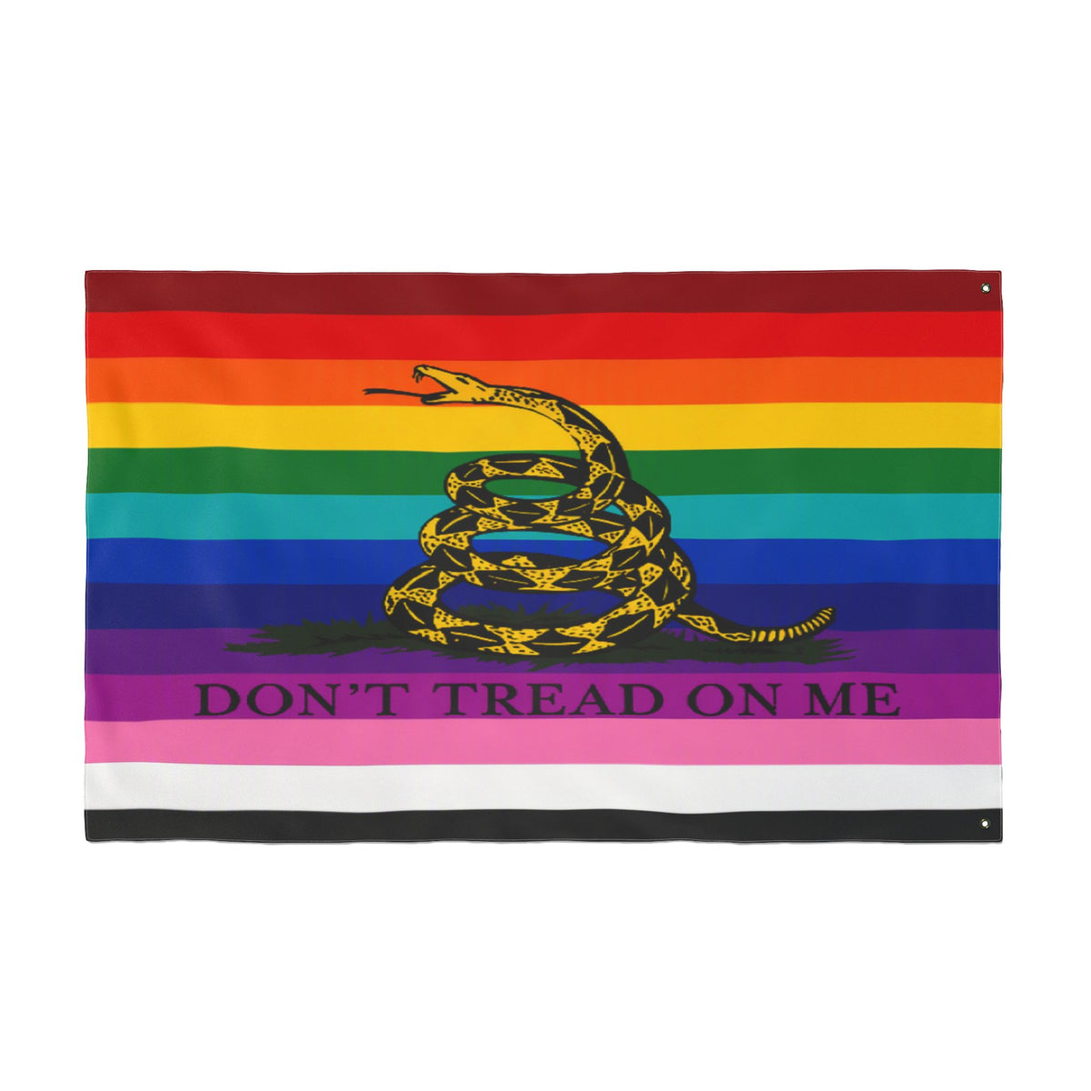 Pride Gadsden Flag — Double-Sided "Don't Tread On Me" Rainbow Flag