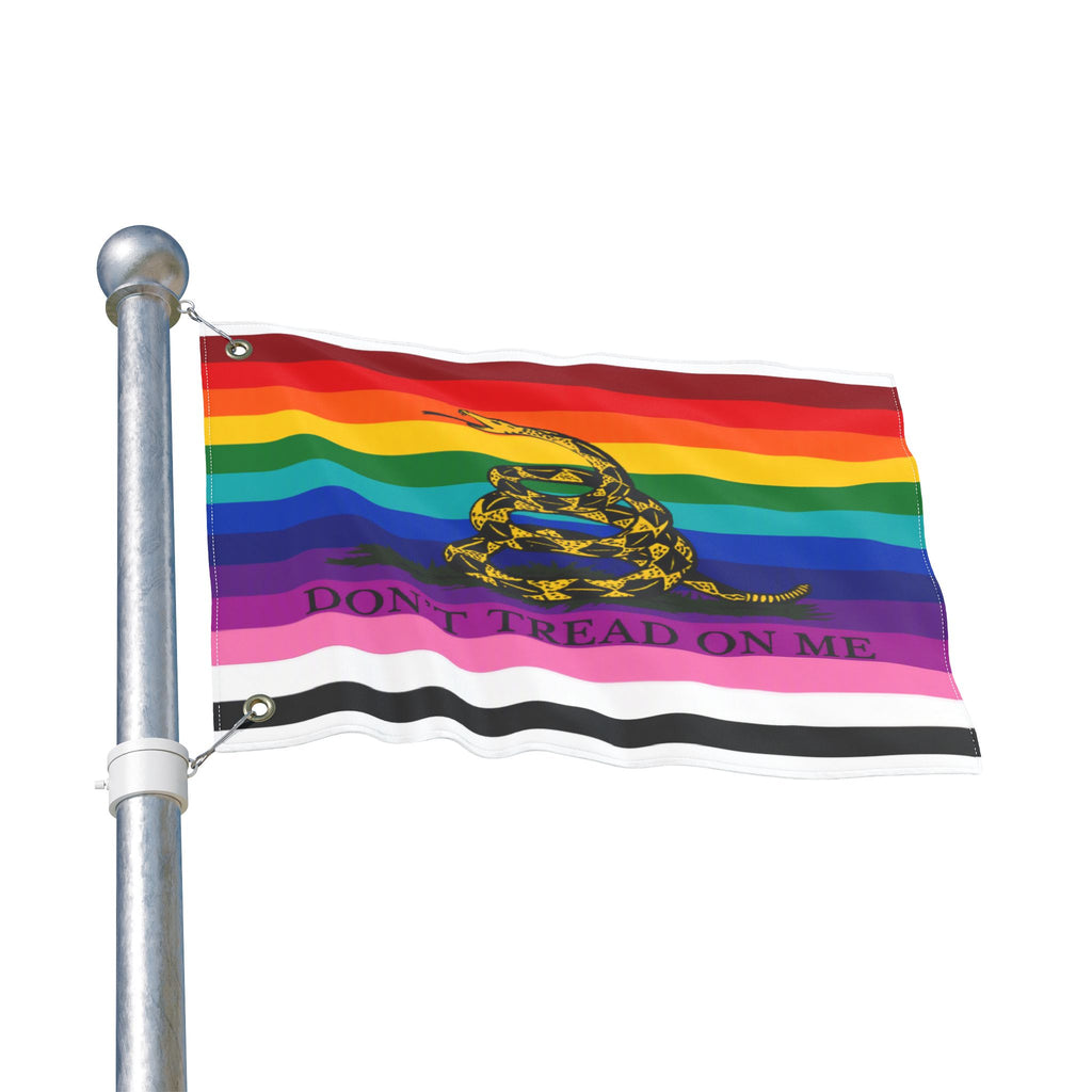 Pride Gadsden Flag — Double-Sided "Don't Tread On Me" Rainbow Flag