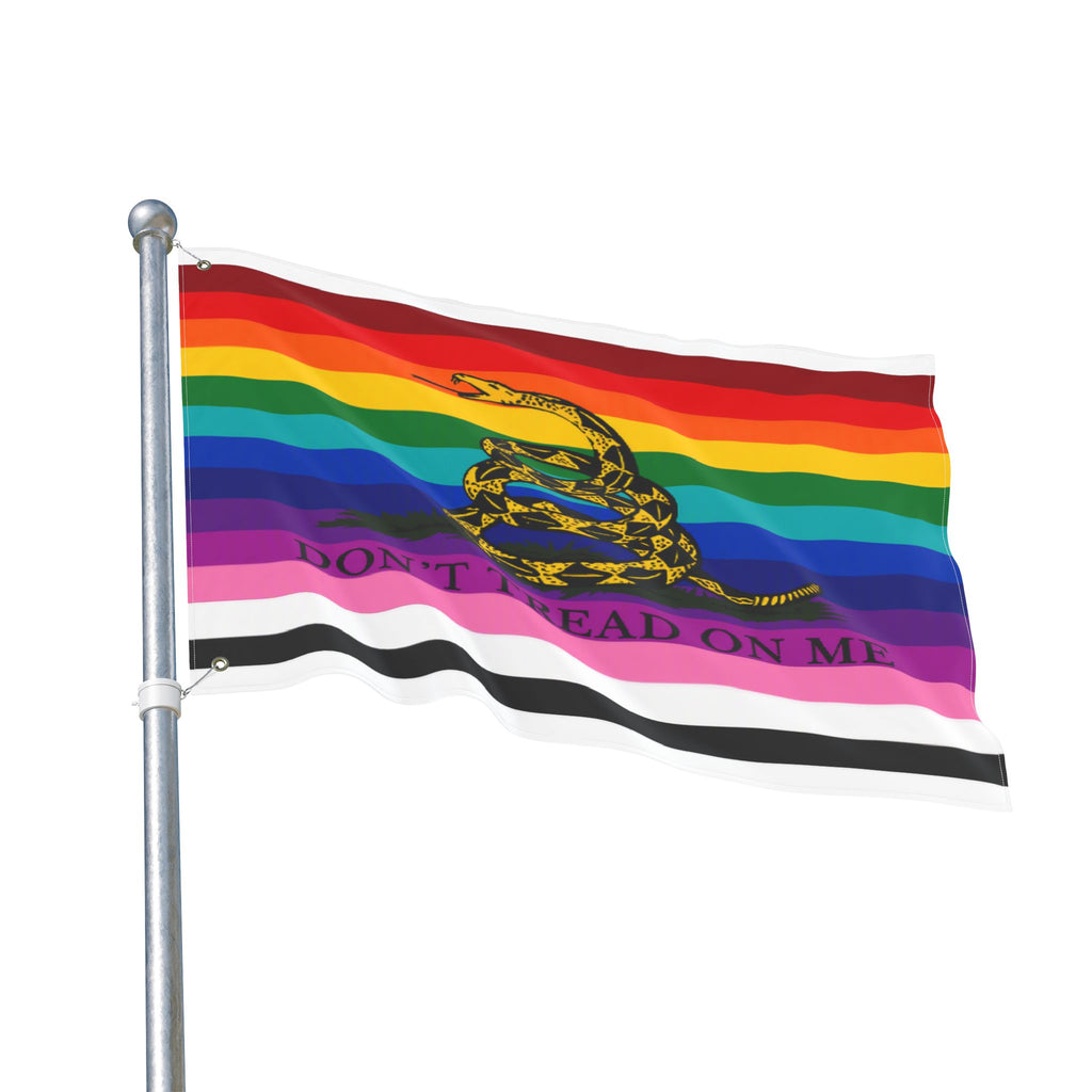 Pride Gadsden Flag — Double-Sided "Don't Tread On Me" Rainbow Flag