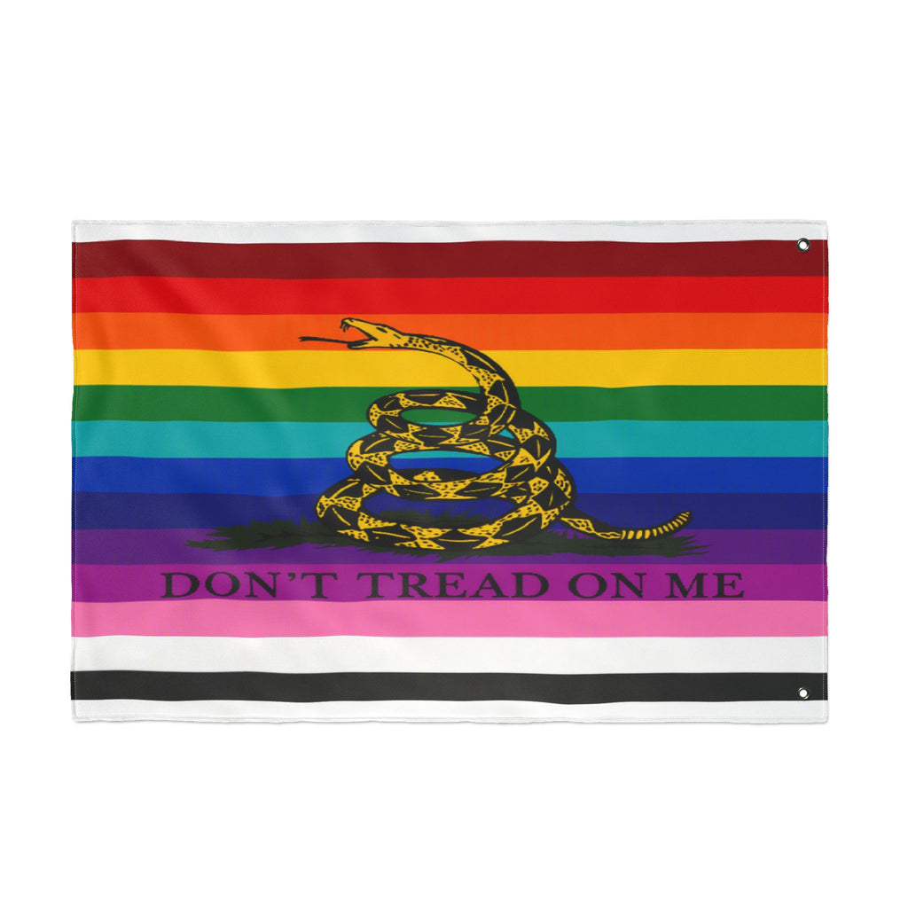 Pride Gadsden Flag — Double-Sided "Don't Tread On Me" Rainbow Flag
