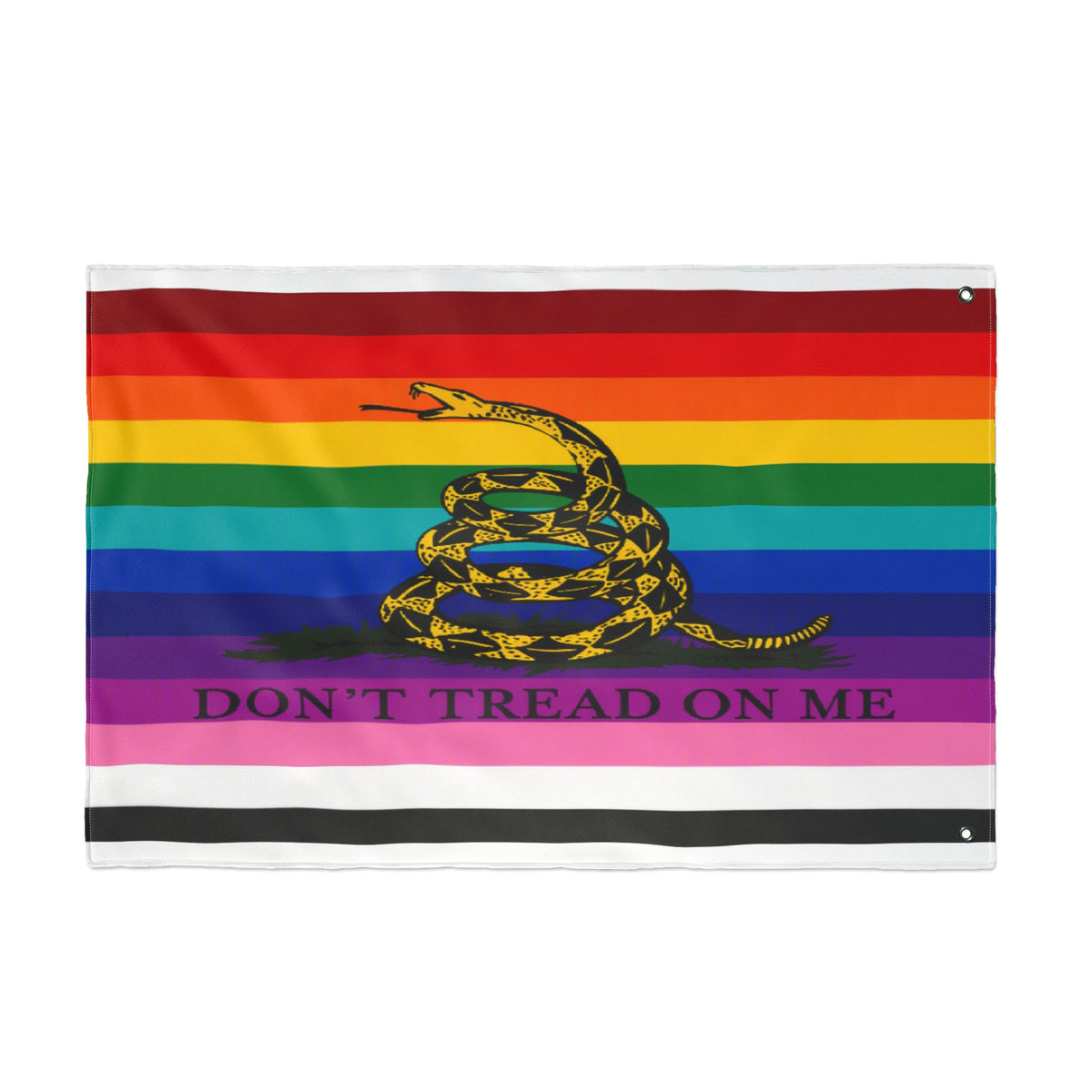 Pride Gadsden Flag — Double-Sided "Don't Tread On Me" Rainbow Flag