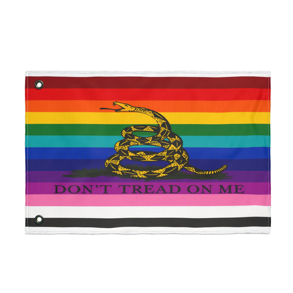 Pride Gadsden Flag — Double-Sided "Don't Tread On Me" Rainbow Flag