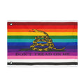 Pride Gadsden Flag — Double-Sided "Don't Tread On Me" Rainbow Flag