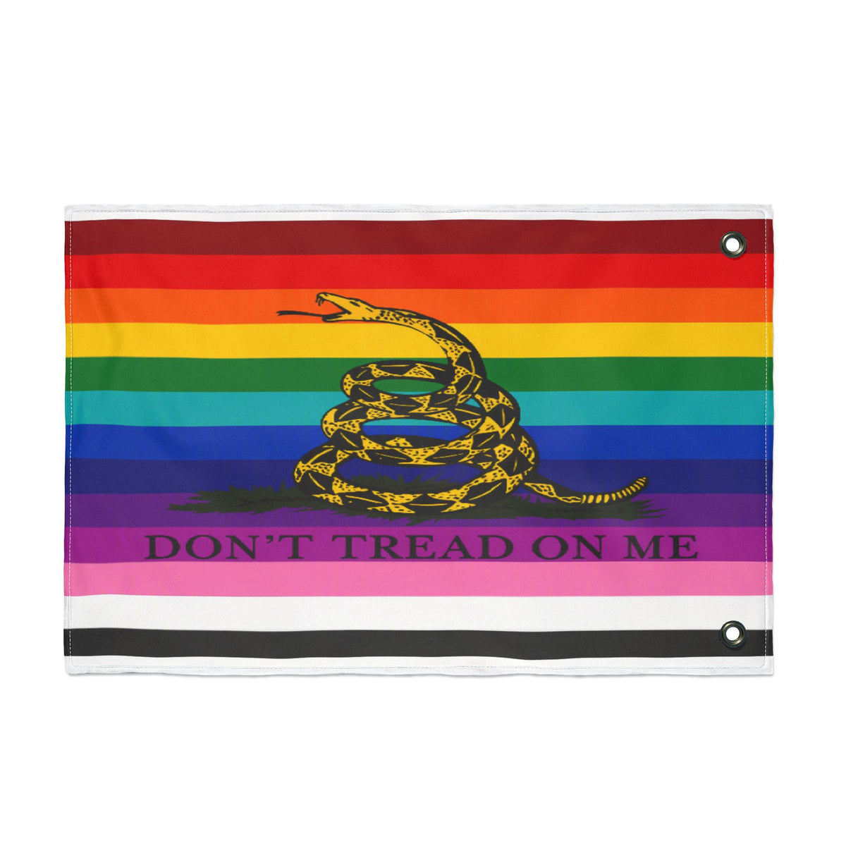 Pride Gadsden Flag — Double-Sided "Don't Tread On Me" Rainbow Flag