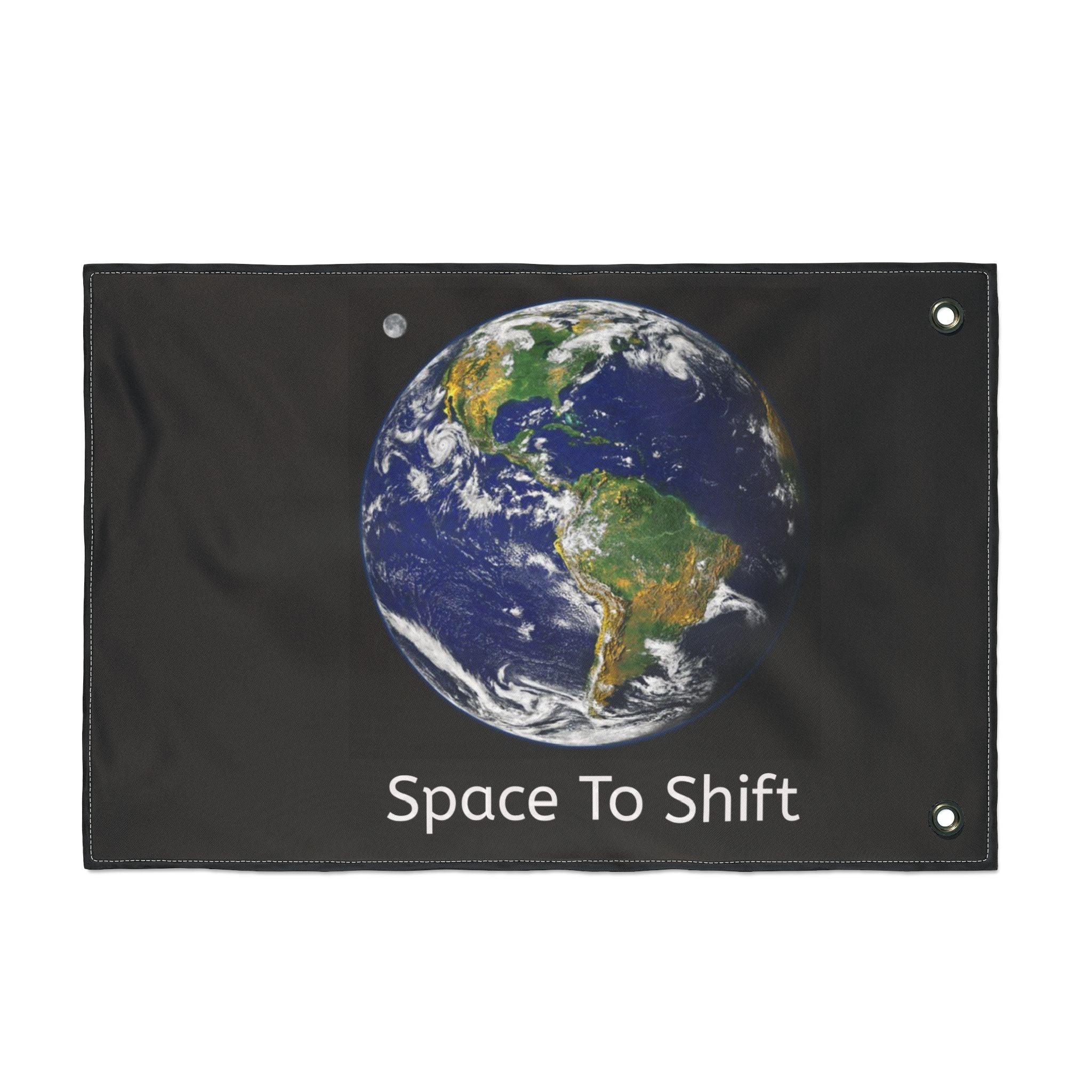 Earth Globe Flag — "Space To Shift" Double-Sided Outdoor Banner