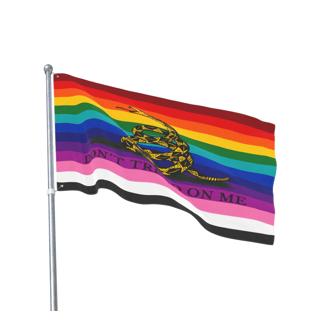 Pride Gadsden Flag — Double-Sided "Don't Tread On Me" Rainbow Flag