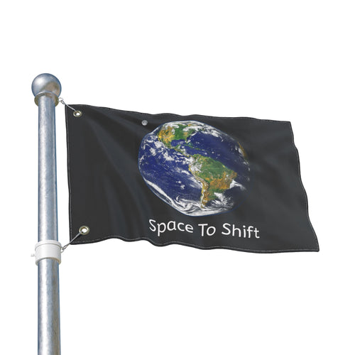 Earth Globe Flag — "Space To Shift" Double-Sided Outdoor Banner